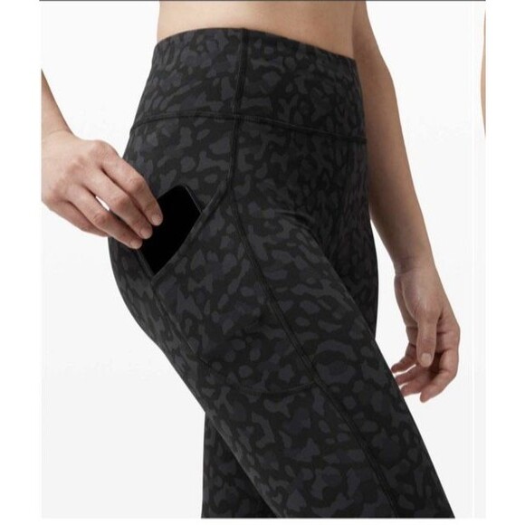 Lululemon Invigorate High Rise Tight Leggings Formation Leopard Deep Coal Size 6 - Picture 3 of 11